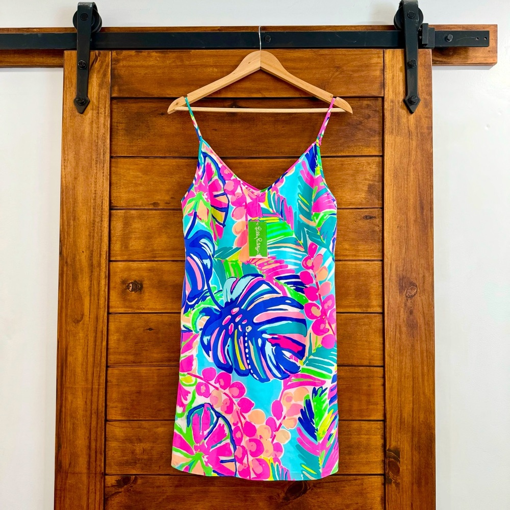 Lilly Pulitzer NWT Lela dress Satin sz M multi exotic garden